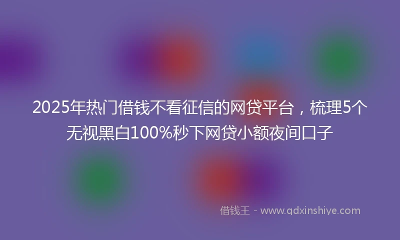 2025年热门借钱不看征信的网贷平台，梳理5个无视黑白100%秒下网贷小额夜间口子