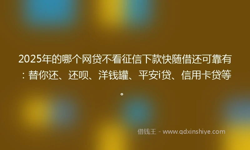2025年的哪个网贷不看征信下款快随借还可靠有：替你还、还呗、洋钱罐、平安i贷、信用卡贷等。