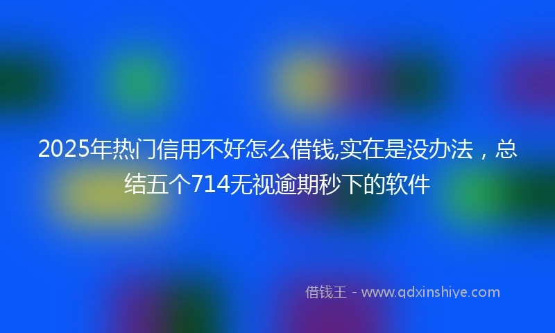 2025年热门信用不好怎么借钱,实在是没办法，总结五个714无视逾期秒下的软件