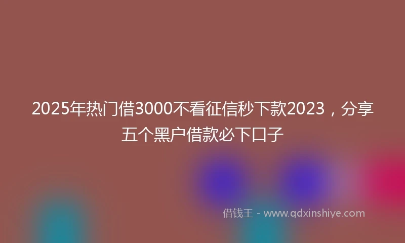 2025年热门借3000不看征信秒下款2023，分享五个黑户借款必下口子