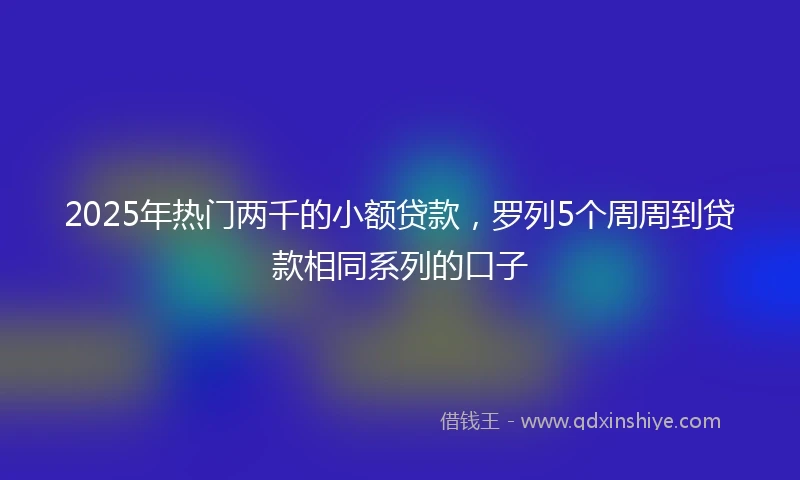 2025年热门两千的小额贷款，罗列5个周周到贷款相同系列的口子