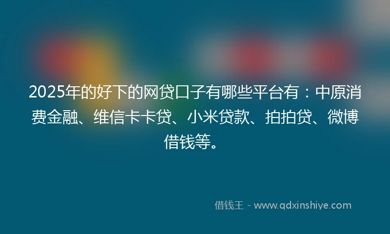 2025年的好下的网贷口子有哪些平台有：中原消费金融、维信卡卡贷、小米贷款、拍拍贷、微博借钱等。