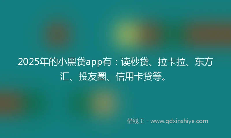 2025年的小黑贷app有：读秒贷、拉卡拉、东方汇、投友圈、信用卡贷等。