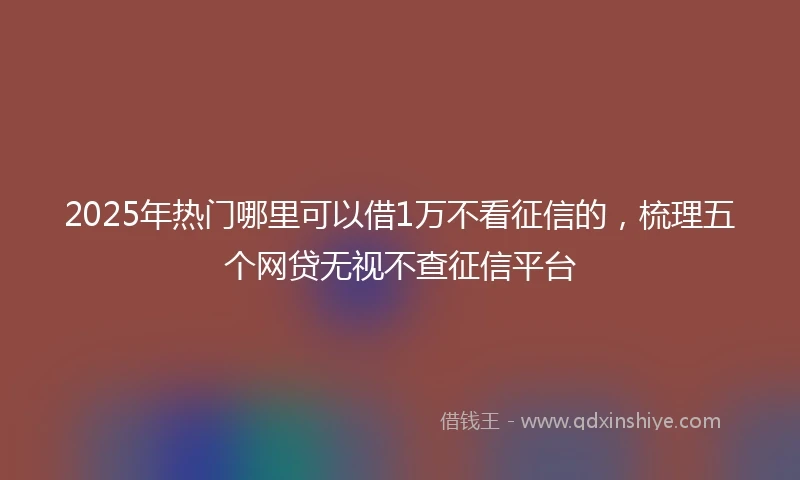 2025年热门哪里可以借1万不看征信的，梳理五个网贷无视不查征信平台