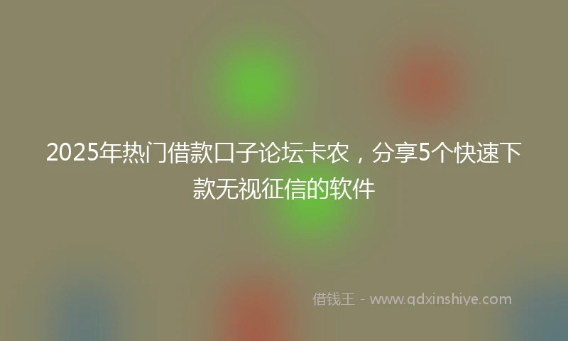2025年热门借款口子论坛卡农，分享5个快速下款无视征信的软件