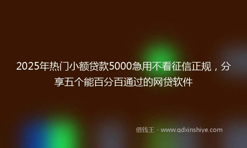 2025年热门小额贷款5000急用不看征信正规，分享五个能百分百通过的网贷软件