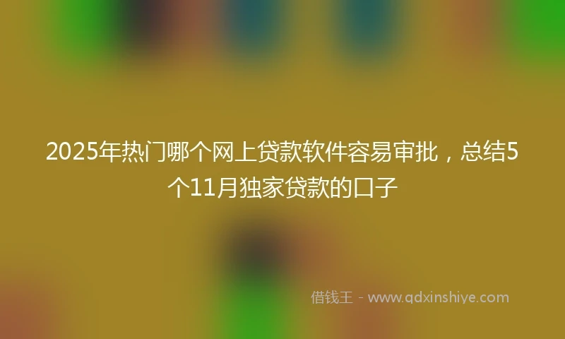 2025年热门哪个网上贷款软件容易审批，总结5个11月独家贷款的口子