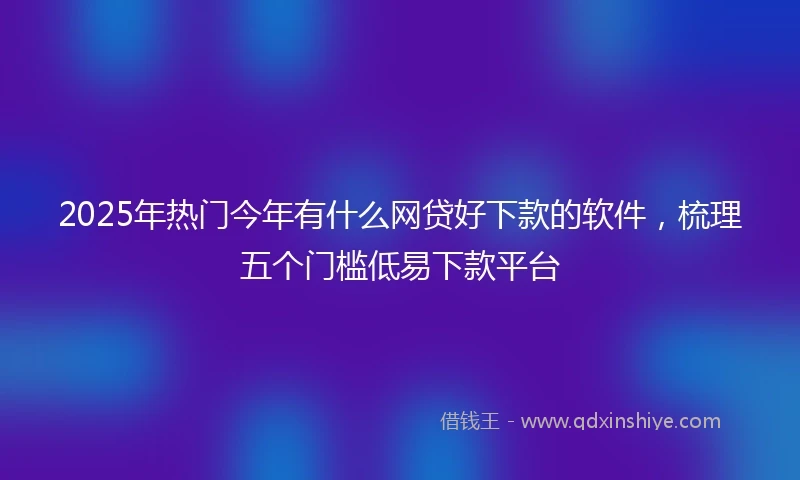 2025年热门今年有什么网贷好下款的软件，梳理五个门槛低易下款平台