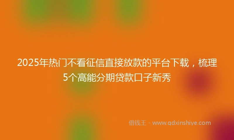 2025年热门不看征信直接放款的平台下载，梳理5个高能分期贷款口子新秀