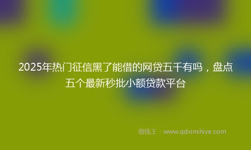 2025年热门征信黑了能借的网贷五千有吗，盘点五个最新秒批小额贷款平台