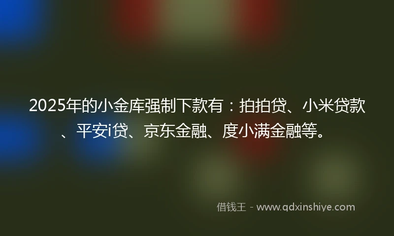 2025年的小金库强制下款有：拍拍贷、小米贷款、平安i贷、京东金融、度小满金融等。