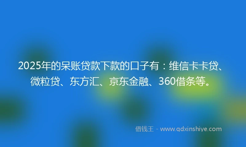 2025年的呆账贷款下款的口子有：维信卡卡贷、微粒贷、东方汇、京东金融、360借条等。