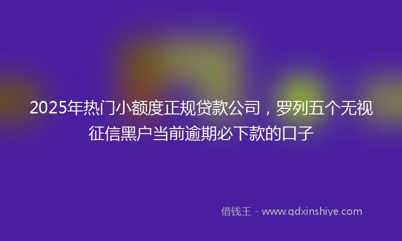 2025年热门小额度正规贷款公司，罗列五个无视征信黑户当前逾期必下款的口子