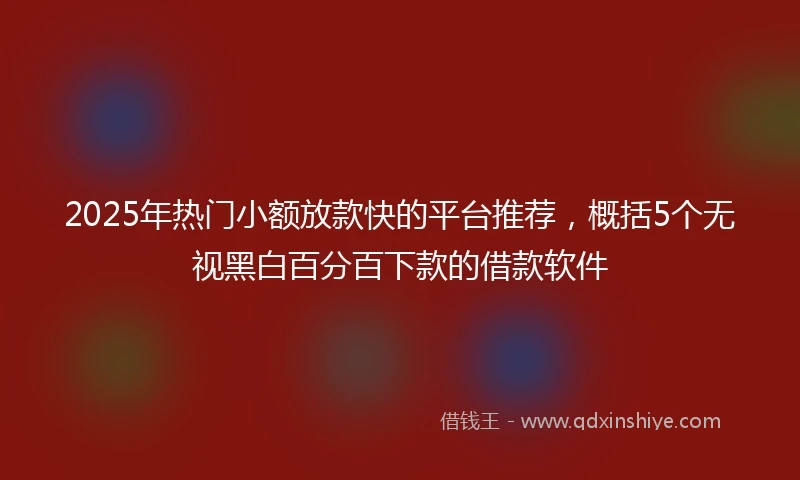 2025年热门小额放款快的平台推荐，概括5个无视黑白百分百下款的借款软件