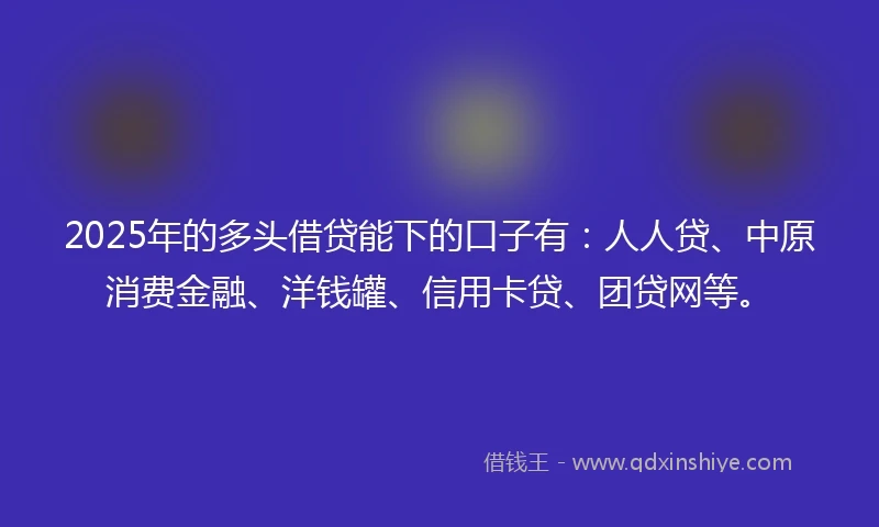 2025年的多头借贷能下的口子有：人人贷、中原消费金融、洋钱罐、信用卡贷、团贷网等。
