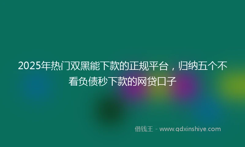 2025年热门双黑能下款的正规平台，归纳五个不看负债秒下款的网贷口子