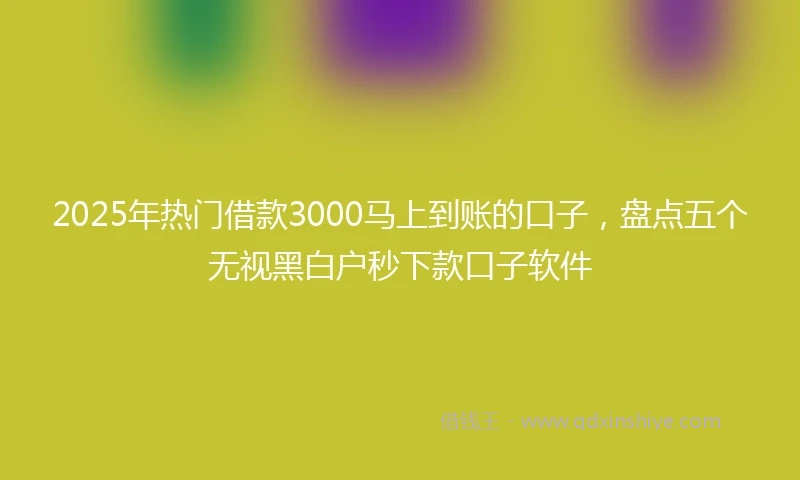 2025年热门借款3000马上到账的口子，盘点五个无视黑白户秒下款口子软件