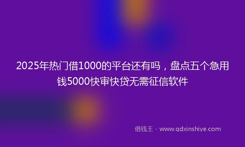 2025年热门借1000的平台还有吗，盘点五个急用钱5000快审快贷无需征信软件