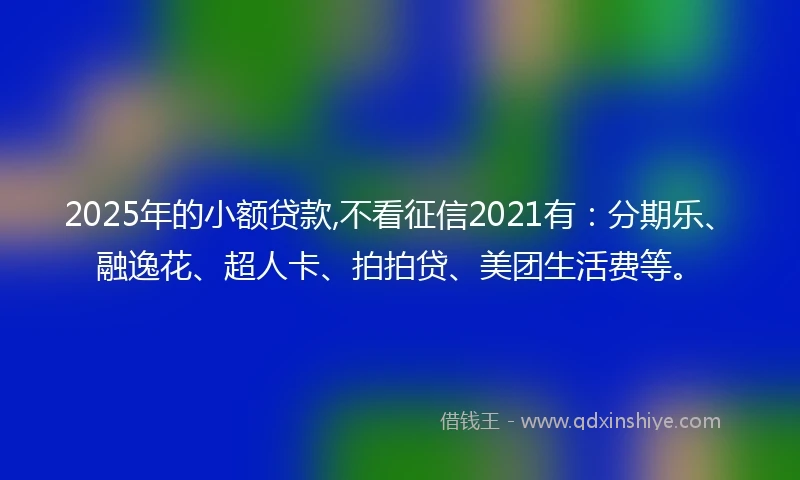 2025年的小额贷款,不看征信2021有：分期乐、融逸花、超人卡、拍拍贷、美团生活费等。