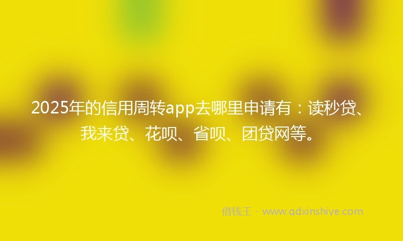 2025年的信用周转app去哪里申请有：读秒贷、我来贷、花呗、省呗、团贷网等。