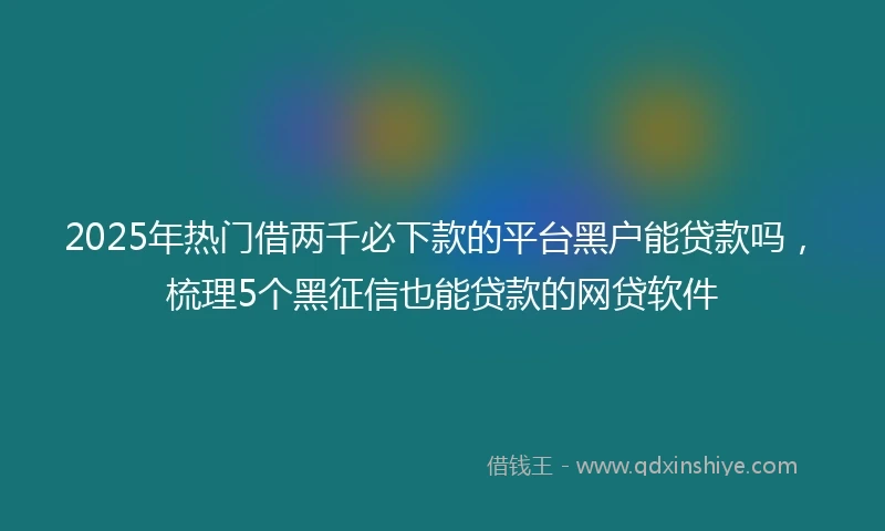 2025年热门借两千必下款的平台黑户能贷款吗，梳理5个黑征信也能贷款的网贷软件