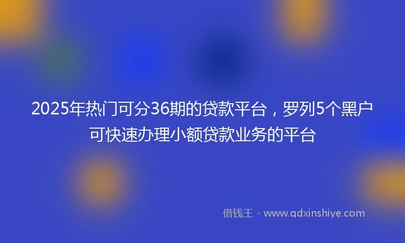 2025年热门可分36期的贷款平台，罗列5个黑户可快速办理小额贷款业务的平台