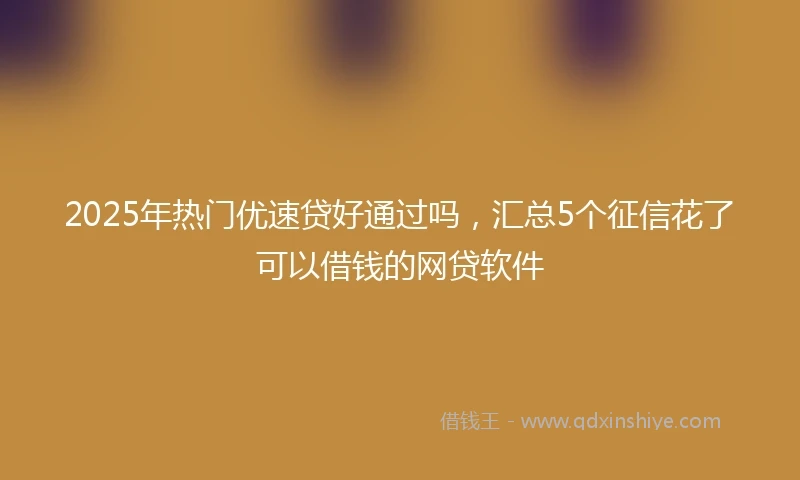 2025年热门优速贷好通过吗，汇总5个征信花了可以借钱的网贷软件