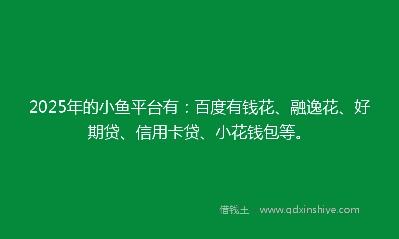 2025年的小鱼平台有：百度有钱花、融逸花、好期贷、信用卡贷、小花钱包等。