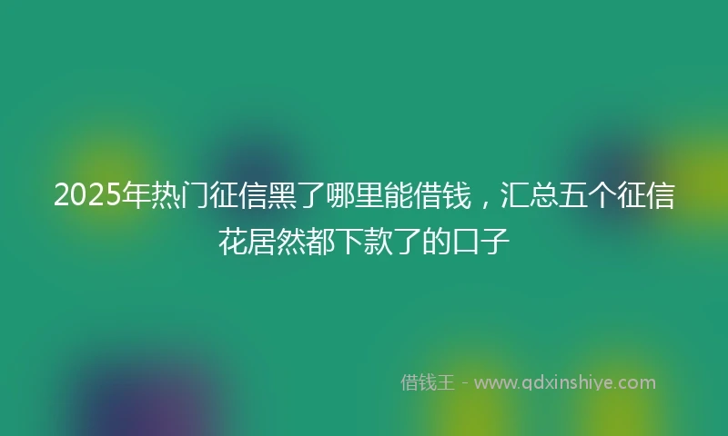 2025年热门征信黑了哪里能借钱，汇总五个征信花居然都下款了的口子