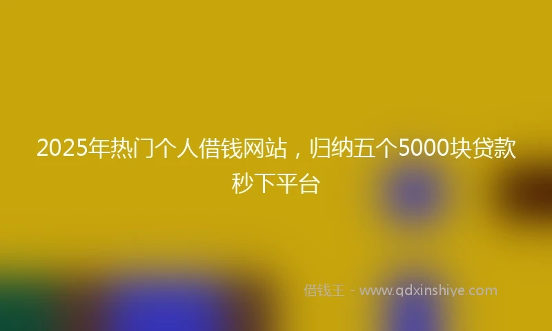 2025年热门个人借钱网站，归纳五个5000块贷款秒下平台