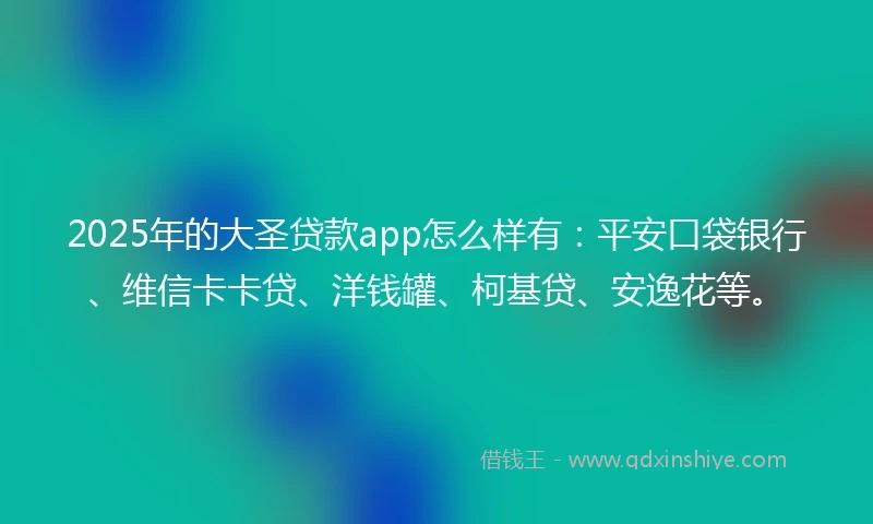 2025年的大圣贷款app怎么样有：平安口袋银行、维信卡卡贷、洋钱罐、柯基贷、安逸花等。