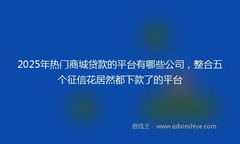 2025年热门商城贷款的平台有哪些公司，整合五个征信花居然都下款了的平台