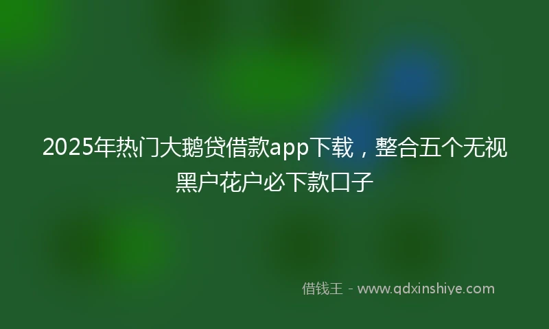 2025年热门大鹅贷借款app下载，整合五个无视黑户花户必下款口子