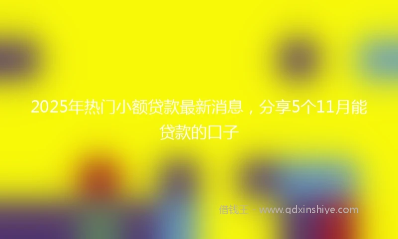 2025年热门小额贷款最新消息，分享5个11月能贷款的口子