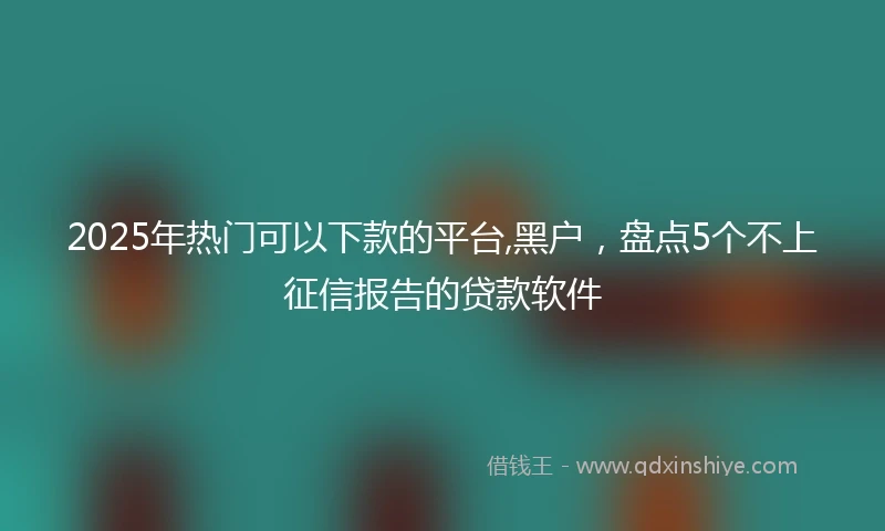 2025年热门可以下款的平台,黑户，盘点5个不上征信报告的贷款软件