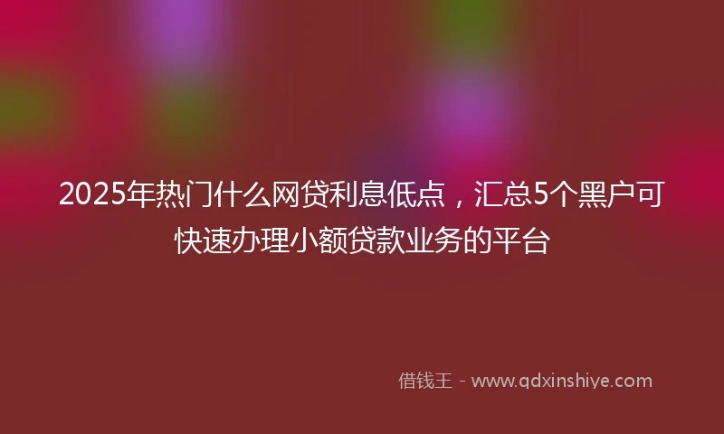 2025年热门什么网贷利息低点，汇总5个黑户可快速办理小额贷款业务的平台