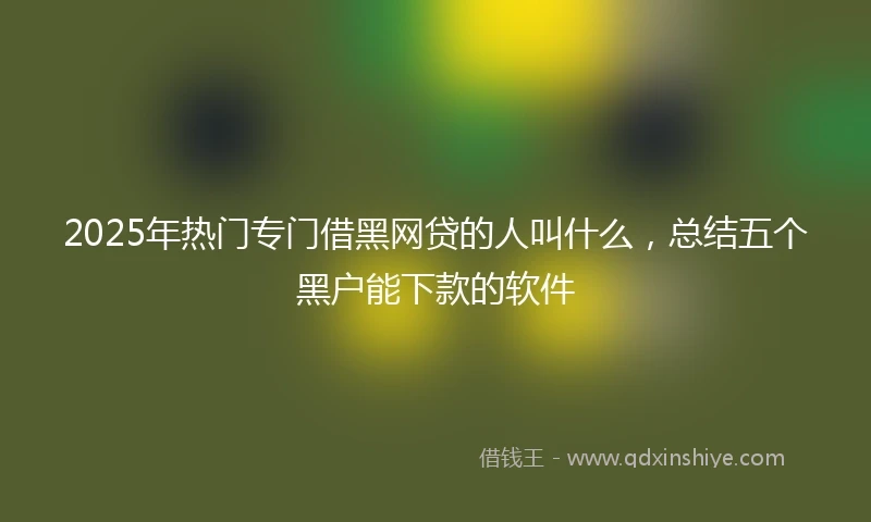 2025年热门专门借黑网贷的人叫什么，总结五个黑户能下款的软件