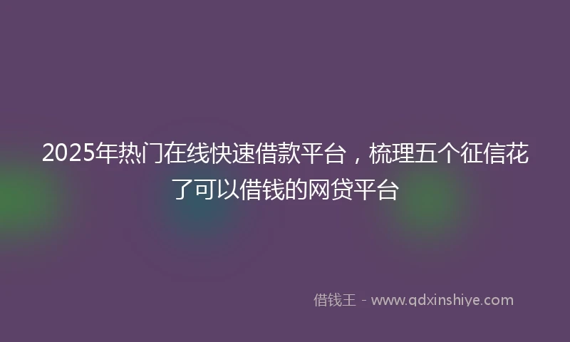 2025年热门在线快速借款平台，梳理五个征信花了可以借钱的网贷平台