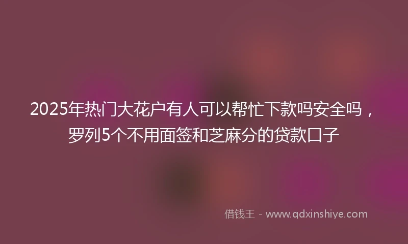 2025年热门大花户有人可以帮忙下款吗安全吗，罗列5个不用面签和芝麻分的贷款口子