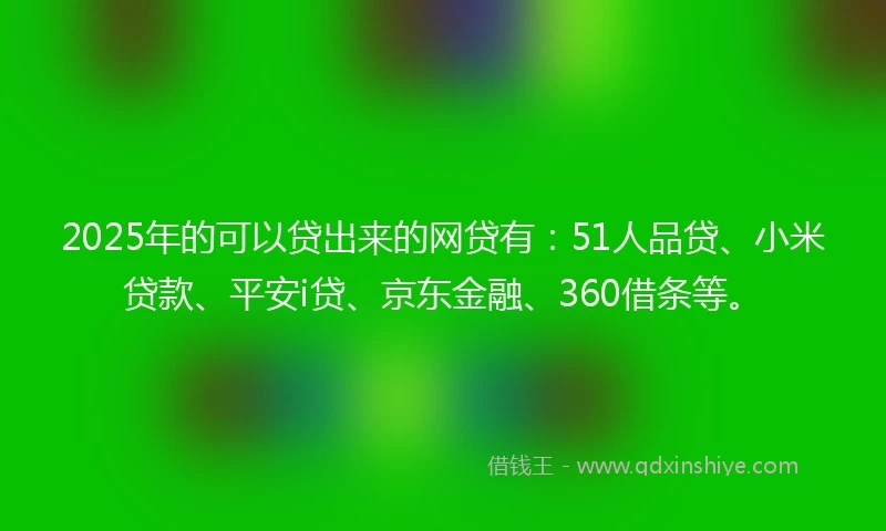 2025年的可以贷出来的网贷有：51人品贷、小米贷款、平安i贷、京东金融、360借条等。