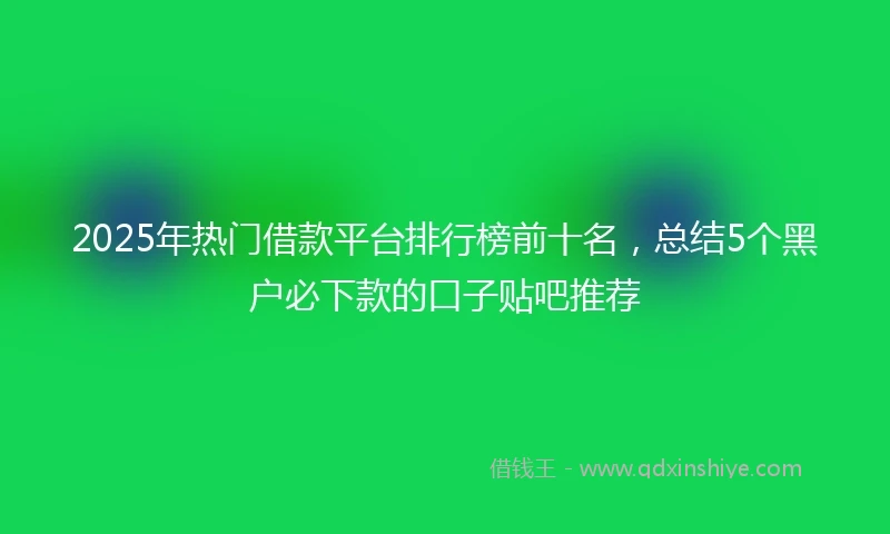 2025年热门借款平台排行榜前十名，总结5个黑户必下款的口子贴吧推荐