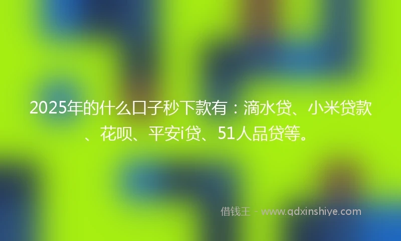 2025年的什么口子秒下款有：滴水贷、小米贷款、花呗、平安i贷、51人品贷等。