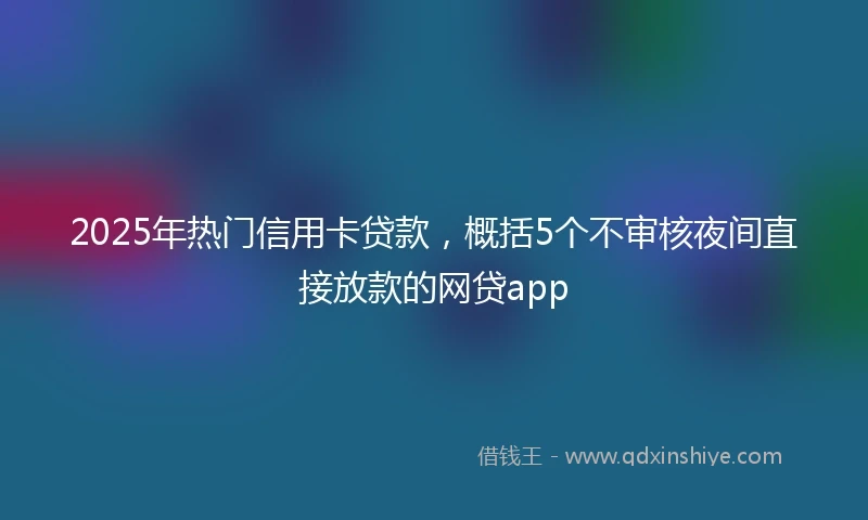 2025年热门信用卡贷款，概括5个不审核夜间直接放款的网贷app