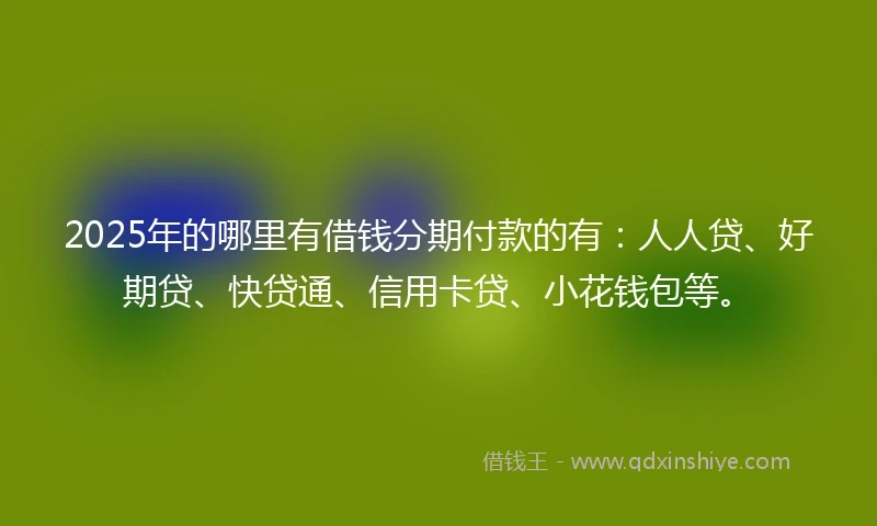 2025年的哪里有借钱分期付款的有：人人贷、好期贷、快贷通、信用卡贷、小花钱包等。