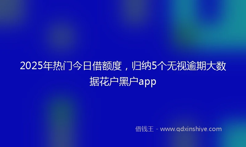 2025年热门今日借额度，归纳5个无视逾期大数据花户黑户app