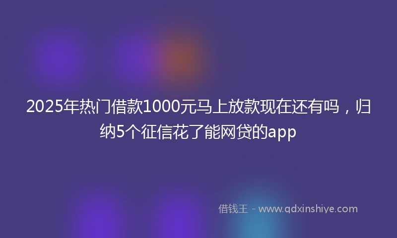 2025年热门借款1000元马上放款现在还有吗，归纳5个征信花了能网贷的app