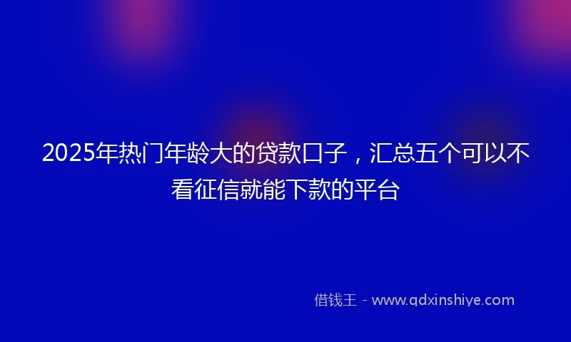 2025年热门年龄大的贷款口子，汇总五个可以不看征信就能下款的平台