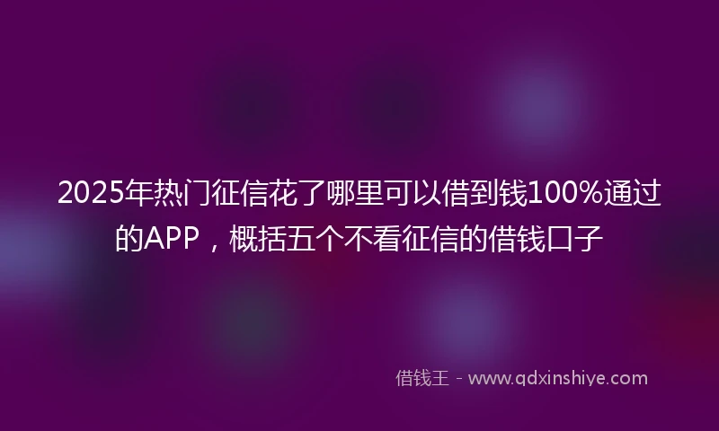 2025年热门征信花了哪里可以借到钱100%通过的APP，概括五个不看征信的借钱口子