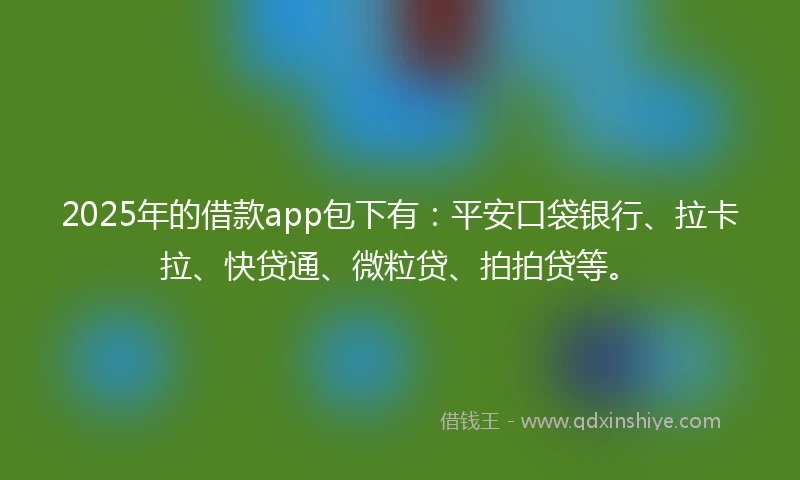 2025年的借款app包下有：平安口袋银行、拉卡拉、快贷通、微粒贷、拍拍贷等。