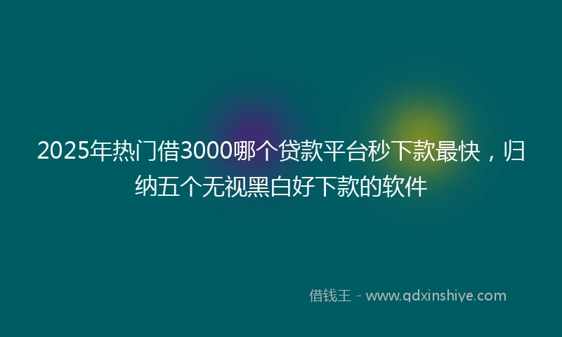 2025年热门借3000哪个贷款平台秒下款最快，归纳五个无视黑白好下款的软件